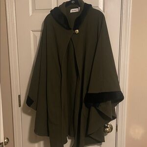 Chic Olive Cape with Black Accents